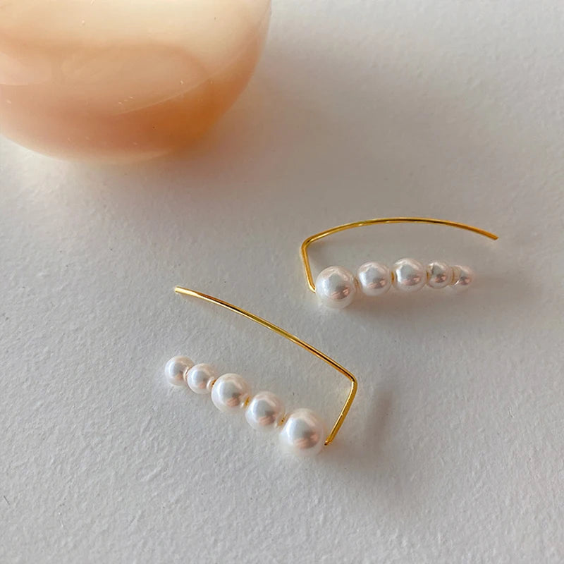 Pearl Climber Crawler Clip Earrings Charm Piercing Jewelry