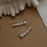 Pearl Climber Crawler Clip Earrings Charm Piercing Jewelry
