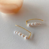Pearl Climber Crawler Clip Earrings Charm Piercing Jewelry