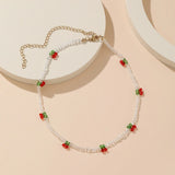 Kpop Cherry Choker Transparent Beads Fruit Women Necklace