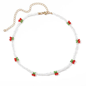 Kpop Cherry Choker Transparent Beads Fruit Women Necklace