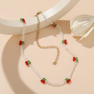Kpop Cherry Choker Transparent Beads Fruit Women Necklace