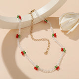 Kpop Cherry Choker Transparent Beads Fruit Women Necklace