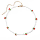 Kpop Cherry Choker Transparent Beads Fruit Women Necklace