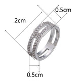 Double Row Zircon Ring Full Bling Stones Minimalist All Match Rings