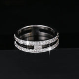 Double Row Zircon Ring Full Bling Stones Minimalist All Match Rings