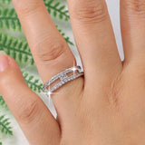 Double Row Zircon Ring Full Bling Stones Minimalist All Match Rings