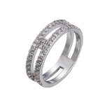 Double Row Zircon Ring Full Bling Stones Minimalist All Match Rings