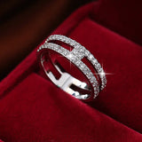 Double Row Zircon Ring Full Bling Stones Minimalist All Match Rings
