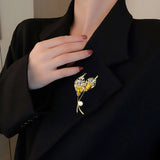 Pink Yellow Zircon Plant Brooch High-end