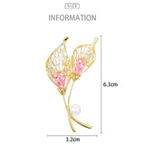 Pink Yellow Zircon Plant Brooch High-end