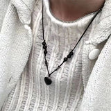 Love Heart Natural Stone Pendant Necklace for Women Girls