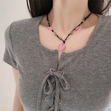 Love Heart Natural Stone Pendant Necklace for Women Girls