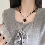 Love Heart Natural Stone Pendant Necklace for Women Girls