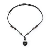 Love Heart Stone Pendant Necklace Double Layer Adjustable Chain Jewelry