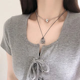 Love Heart Natural Stone Pendant Necklace for Women Girls