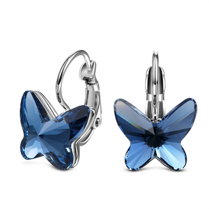 Butterfly Crystals Lever Back Earrings for Women Girls Jewelry Gift