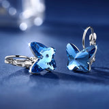 Butterfly Crystals Lever Back Earrings for Women Girls Jewelry Gift