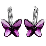 Butterfly Crystals Lever Back Earrings for Women Girls Jewelry Gift