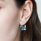 Butterfly Crystals Lever Back Earrings for Women Girls Jewelry Gift