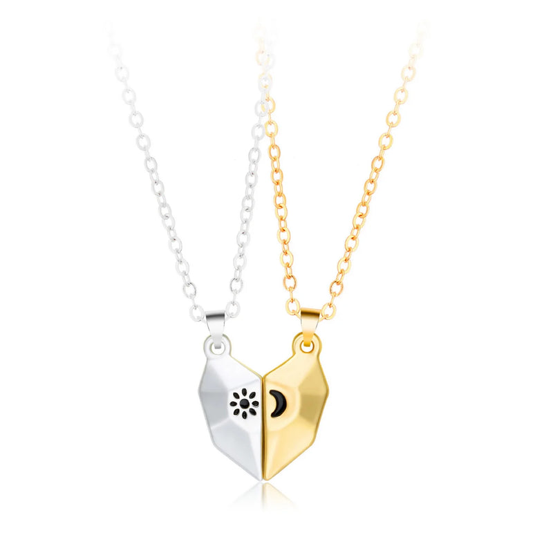 Gothic Heart Pendant Splicing Necklace Romantic Lover Party Gift