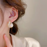 Mermaid Pearl Fish Tail Earring 14K Zirconia Stud Earrings Brincos Bijoux