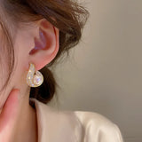 Mermaid Pearl Fish Tail Earring 14K Zirconia Stud Earrings Brincos Bijoux