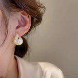 Mermaid Pearl Fish Tail Earring 14K Zirconia Stud Earrings Brincos Bijoux