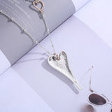 Metal Peach Heart Pendant Necklace Vintage Long Chain Gift