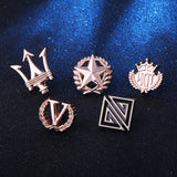 Mini Star Crown Brooch Metal Trigeminal Lapel Pins Suit Shirt Collar Pin