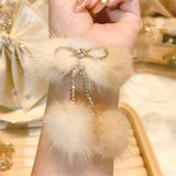 Mink Plush Hair Rope Claw Set Rhinestone Ball Hair Accessories