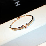 Micro Inlaid Letter V Bracelet Wedding Women Jewelry