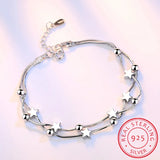925 Sterling Silver Bracelet Frosted Five-pointed Star Chain