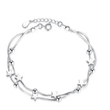 925 Sterling Silver Bracelet Frosted Five-pointed Star Chain