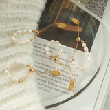 Freshwater Pearl Adjustable Rings for Women Rice Pearl Chain Finger Ring