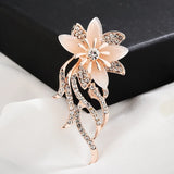 Opal Orchid Flower Brooches Women Cymbidium Plant Lapel Pins For Girls Jewelry