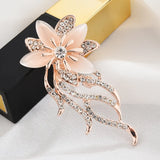 Opal Orchid Flower Brooches Women Cymbidium Plant Lapel Pins For Girls Jewelry