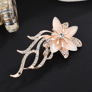 Opal Orchid Flower Brooches Women Cymbidium Plant Lapel Pins For Girls Jewelry