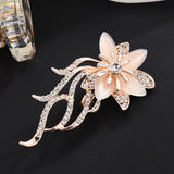 Opal Orchid Flower Brooches Women Cymbidium Plant Lapel Pins For Girls Jewelry