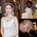 Pearl Headband Bride Wedding Crown Hairband Big Bowknot Hairpins Clips
