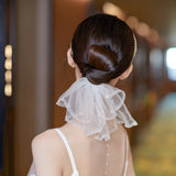 Pearl Headband Bride Wedding Crown Hairband Big Bowknot Hairpins Clips