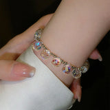 Pink Crystal Beads Bracelet Charm Freshwater Pearl Bangles
