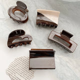 Retro Heart Hair Claw Clip High Brown Acetate For Woman Girls
