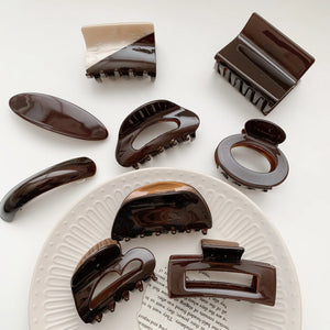 Retro Heart Hair Claw Clip High Brown Acetate For Woman Girls