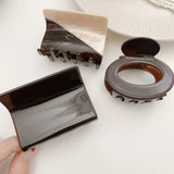 Retro Heart Hair Claw Clip High Brown Acetate For Woman Girls