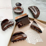 Retro Heart Hair Claw Clip High Brown Acetate For Woman Girls