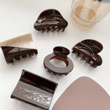 Retro Heart Hair Claw Clip High Brown Acetate For Woman Girls