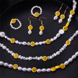 Retro Pearl Smiley Choker Necklace For Women