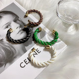 Metal Leather Wrap Open Bracelet Retro Design