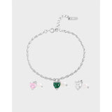 S925 Silver Heart & Pearl Bracelet Zircon Pendant